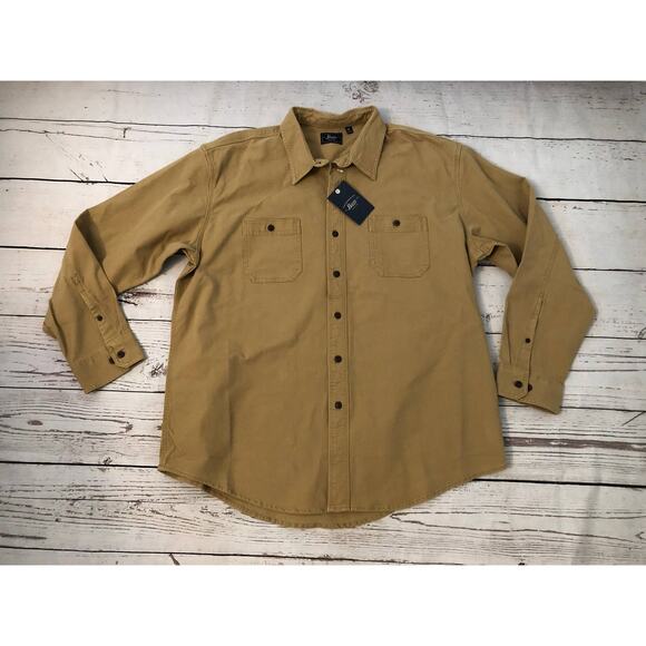 GH Bass Tan Mens Heavy Button Down Shirt XL NWT - Picture 1 of 4